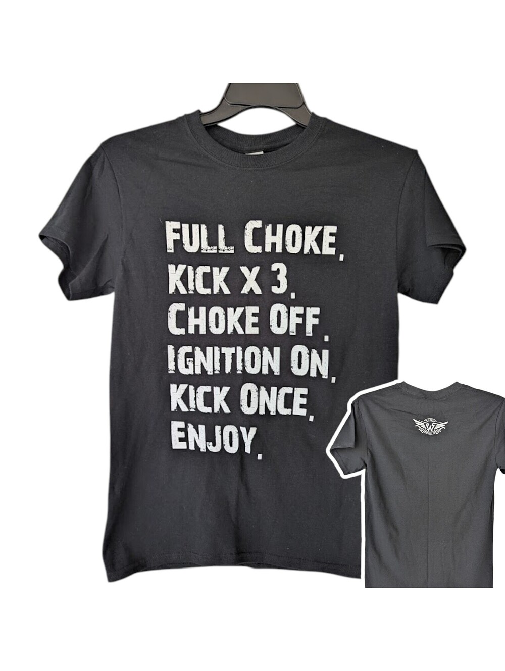 Wheels Through Time Men Small T-Shirt Kick Start Sequence Motorcycle Tee 18x26.5